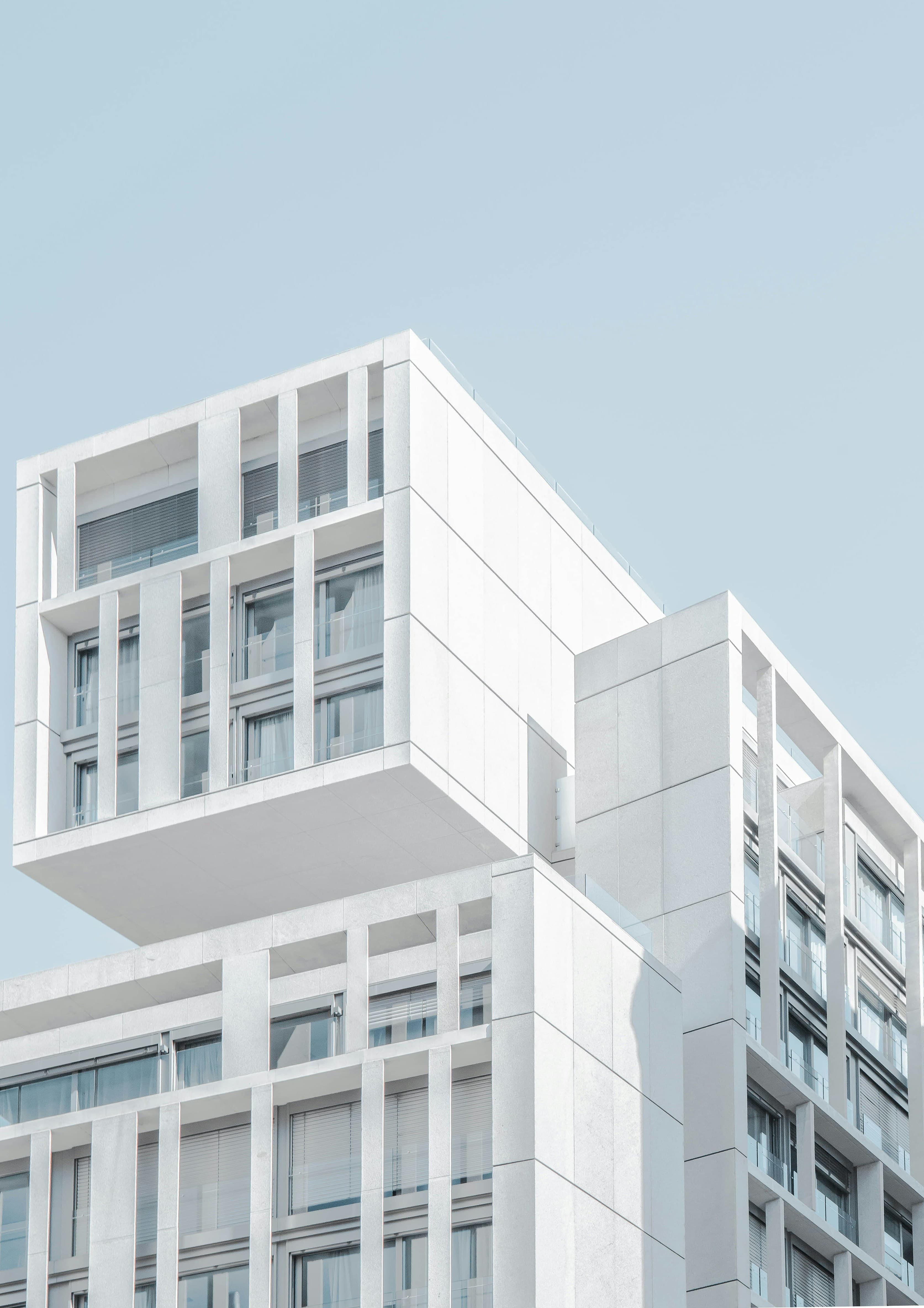 White modern residential building facade